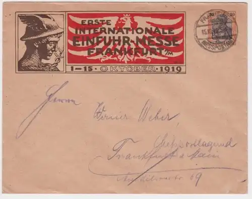 93660 DR Ganzsachen Umschlag PU 1.Einfuhrmesse Frankfurt a.M. 1919