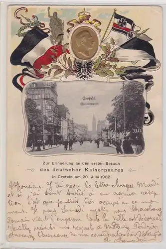 93718 Patriotika Präge Ak Crefeld Rheinstrasse 1902