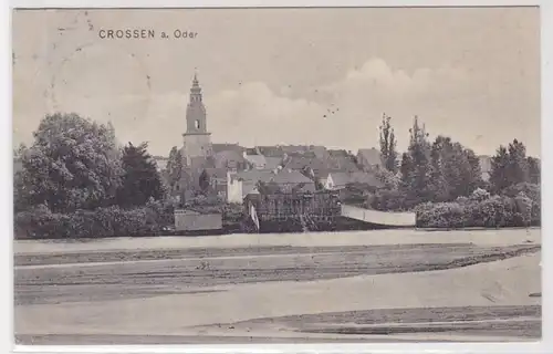 93722 AK Crossen à l'Oder (Krosno Odrzanskie) - Vue de la ville avec l église 1908