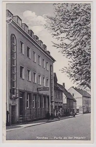 93837 Ak Nerchau Partie an der Hauptstrasse Sparkasse 1931