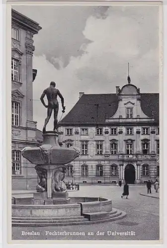 93940 Ak Breslau Fechterbrunnen an der Universität 1938