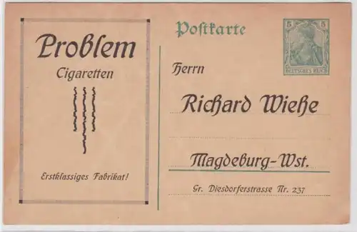 94099 DR Ganzsachen Postkarte P90 Zudruck Richard Wiehe Magdeburg Cigaretten