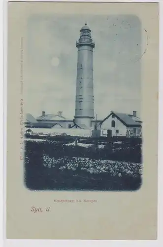 Carte de clair de lune Sylt phare à Kampen 1900