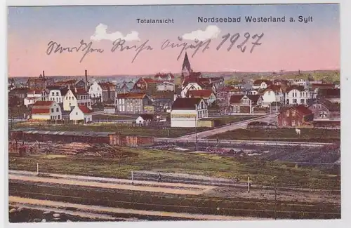 94334 Ak Nordseebad Westerland auf Sylt Totalansicht 1927