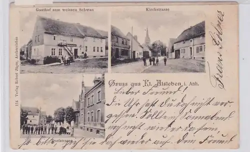 94598 AK Gruss aus Klein Alsleben in Anhalt - Gasthof zum weissen Schwan 1905