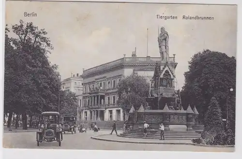 94664 Ak Berlin Tiergarten Rolandbrunnen avec le trafic automobile 1908