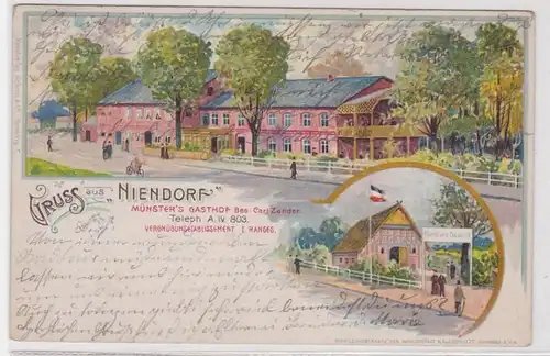 94702 AK Gruss de Niendorf - Münster's Gasthof, Astuce de divertissement 1904