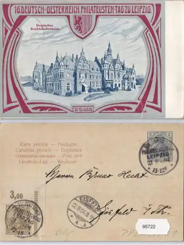 95722 DR Ganzsachen Postkarte PP20/C7/1 Leipzig 16.Dt.Öst.Philatelistentag 1904