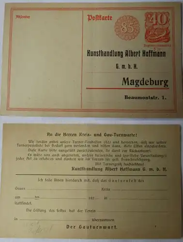 95732 DR Ganzsachen Postkarte P153 Zudruck Kunsthandlung A. Hoffmann Magdeburg