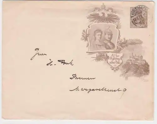 95869 DR entier enveloppe PU Heil Allemagne Kaiser Paar 1908