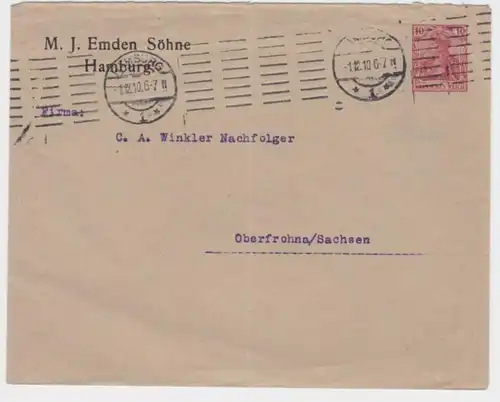 95885 DR Ganzsachen Umschlag PU27/B34/13 M.J.Emden Söhne Hamburg 1910