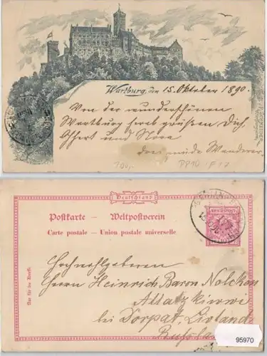 95970 DR Carte postale complète PP10/F17 Wartburg bei Eisenach 1890