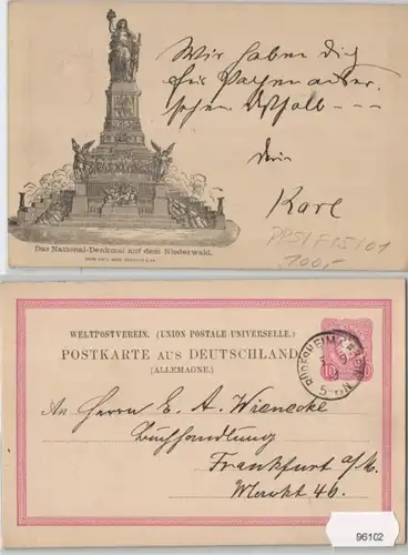96102 DR Carte postale complète PP5/F15/1 Monument national sur la Forêt Basse 1888