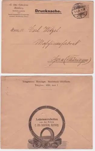 96219 DR Ganzsachen Umschlag PU Gehrckens Treibriemenfabrik Hamburg 1904
