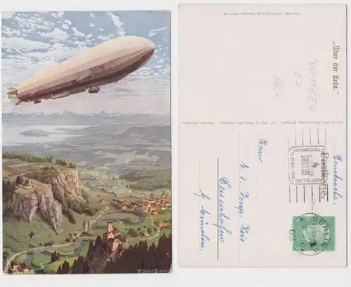 96597 DR Carte postale complète PP117/E3/07 Zeppelin 'Au-dessus de la terre' 1930