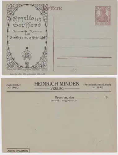96611 DR Ganzsachen Postkarte P109 Zudruck Heinrich Minden Verlag Dresden