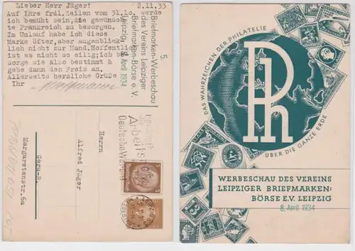 96636 DR Ganzsachen Postkarte PP106/D1/05 Briefmarken-Werbeschau Leipzig 1933