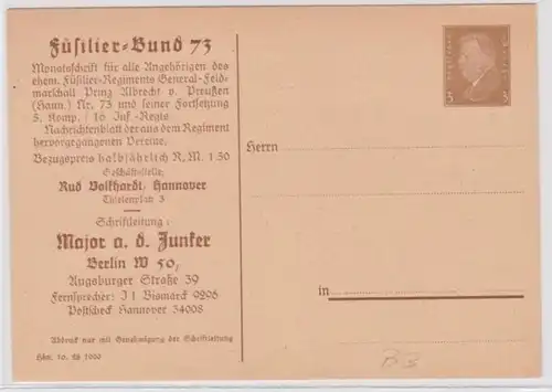 96747 DR Ganzsachen Postkarte PP106/B3 Füsilier-Bund 73 Major Junker Berlin