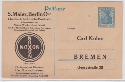 96989 DR Ganzsachen Postkarte P120 Zudruck S. Maier Berlin Chemische Produkte