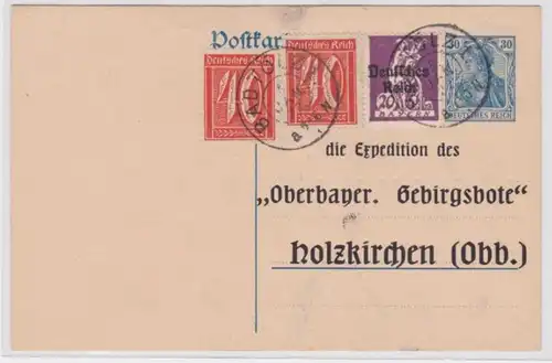 96994 DR Ganzsachen Postkarte P120 Zudruck Oberbay. Gebirgsbote Holzkirchen 1922