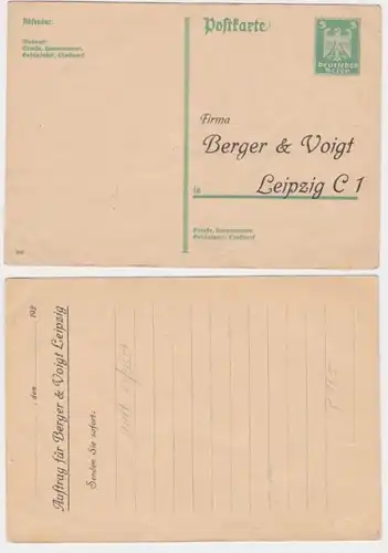 97012 DR Ganzsachen Postkarte P165 Zudruck Firma Berger & Voigt Leipzig