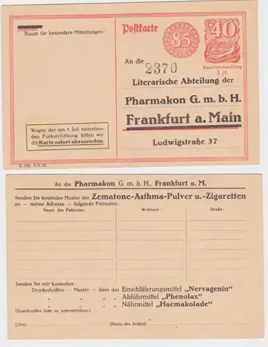 97375 DR Ganzsachen Postkarte P153 Zudruck Pharmakon GmbH Frankfurt am Main