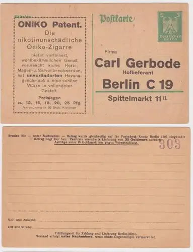 97376 DR Carte postale P156 tirage Carl Gerbode Berlin Oniko Brevet