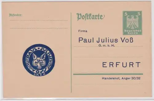 97383 DR Ganzsachen Postkarte P204 Zudruck Paul Julius Voß GmbH Erfurt