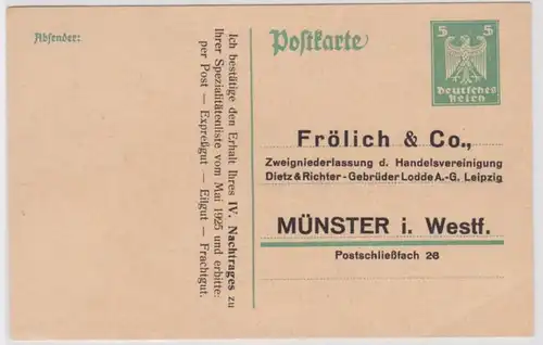 97488 DR Ganzsachen Postkarte P204 Zudruck Frölich & Co. Dietz & Richter Münster
