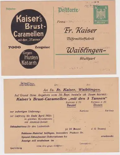 97489 DR Ganzsachen Postkarte P156 Zudruck Fr.Kaiser Nährmittelfabrik Waiblingen