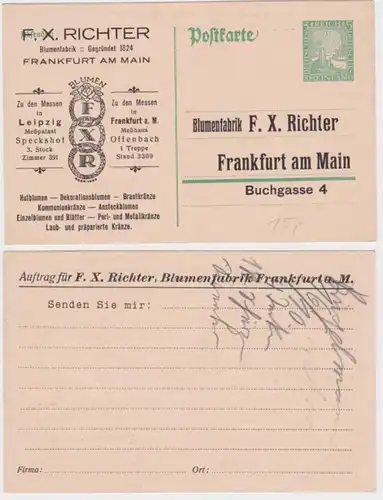 97492 DR Ganzsachen Postkarte P204 Zudruck Blumenfabrik F.X. Richter Frankfurt