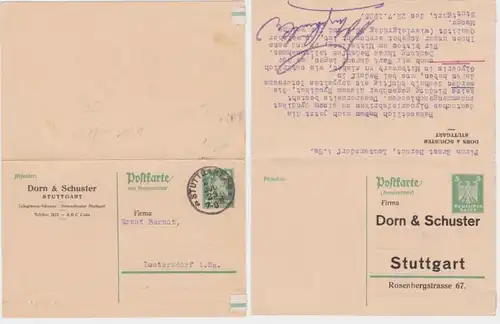 97499 DR Ganzsachen Postkarte P158A+F Zudruck Dorn & Schuster Stuttgart 1925