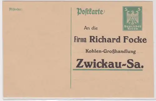 97504 DR Ganzsachen Postkarte P156 Zudruck Richard Focke Großhandlung Zwickau