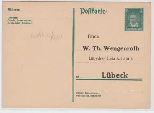 97575 DR Ganzsachen Postkarte P176 Zudruck W. Th. Wengenroth Fabrik Lübeck