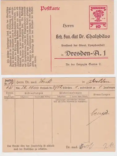 97611 DR Ganzsachen Postkarte P115 Zudruck Dr. Chalybäus Lymphanstalt Dresden