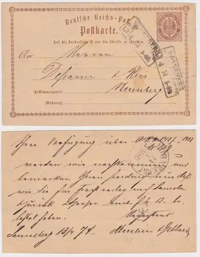 97617 DR Plein de choses Carte postale P1 Sonneberg vers Nuremberg 1874
