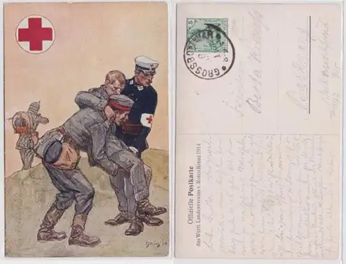 97654 DR Ganzsachen Postkarte P102 Württ.Landesverein vom roten Kreuz 1914
