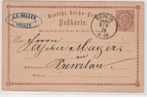 97722 DR Plein-de-vin Carte postale P1 J.S. Heller Berlin vers Prenzlau 1874