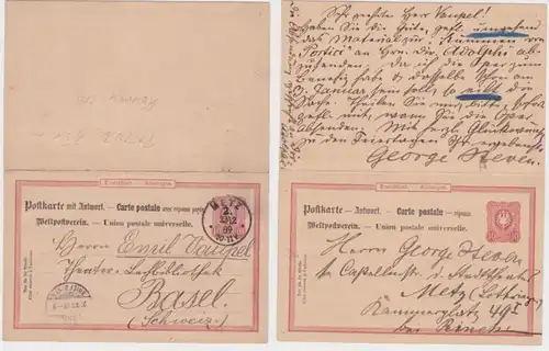 97730 DR Ganzsachen Postkarte P15/02 Metz nach Basel (Schweiz) 1889