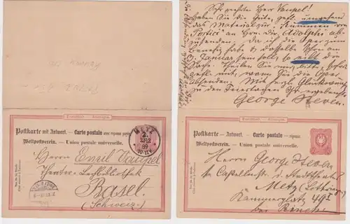 97730 DR Plein-dachts Carte postale P15/02 Metz vers Bâle (Suisse) 1889