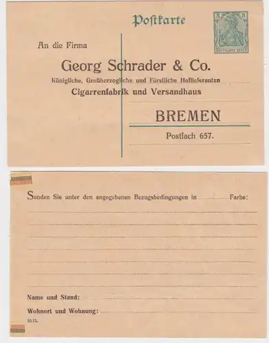 97831 DR Ganzsachen Postkarte P90 Zudruck Georg Schrader & Co. Cigarren Bremen
