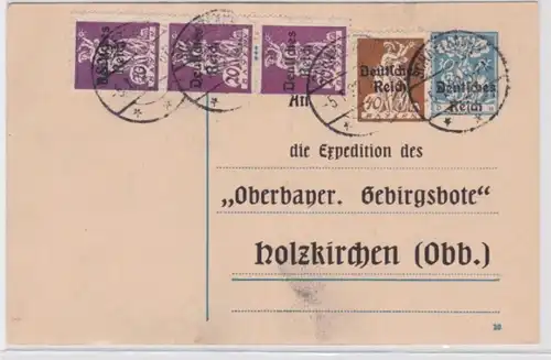 97864 DR Ganzsachen Postkarte P128 Zudruck Oberbay. Gebirgsbote Holzkirchen 1922