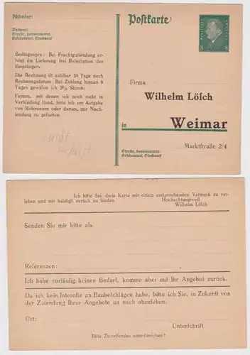 97869 DR entier carte postale P181 impression Wilhelm suppression Weimar carte de commande