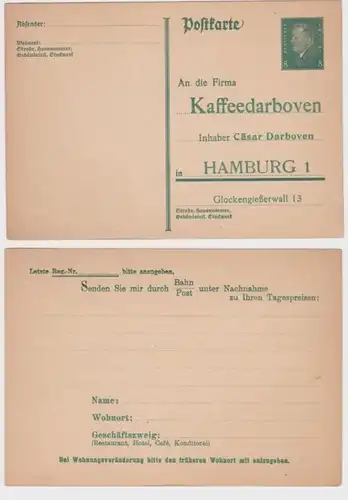 97870 DR Ganzsachen Postkarte P181 Zudruck Kaffeedarboven Hamburg