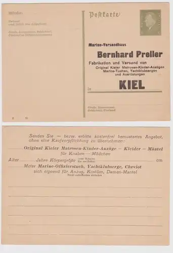 97884 DR Ganzsachen Postkarte P199 Zudruck Marine-Versandhaus B. Preller Kiel