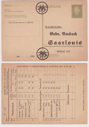 97887 DR Ganzsachen Postkarte P199 Zudruck Tabakfabriken Gebr. Ambach Saarlouis