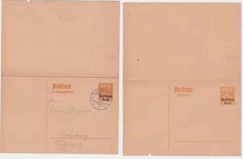 97918 DR entier réponse carte postale P226 cachet Schwabach 1920