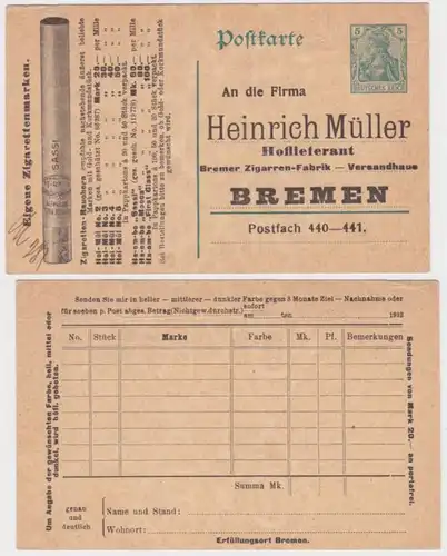 97955 DR Ganzsachen Postkarte P90 Zudruck Heinrich Müller Hoflieferant Bremen