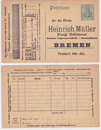 97956 DR Ganzsachen Postkarte P90 Zudruck Heinrich Müller Hoflieferant Bremen