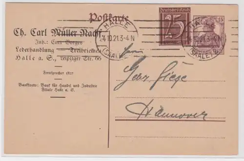 97983 DR Ganzsachen Postkarte P116 Zudruck CH. Carl Müller Nachf. Halle 1921
